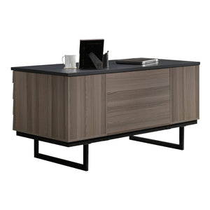 English Elm Executive Desk - Modern Brown Finish With Ample Workspace, Smart Storage & Durable Metal Base B356P402792