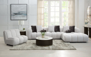 English Elm Manilla Ivory Linen Sectional Sofa & Chair Set With Accent Pillows For Modern Living Room Comfort B2726S00306