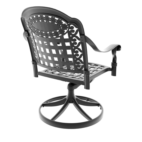 English Elm Cast Aluminum Swivel Chair Set Of 4 With Blue Cushions - Weather-Resistant, 360° Comfort & Style W1710S00430