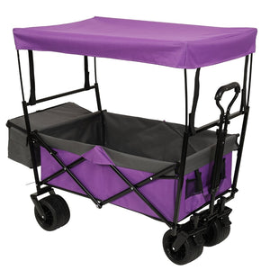 English Elm 480lbs Foldable All-terrain Wagon with Canopy Mosquito Net for Camping Outdoor W2932P253226