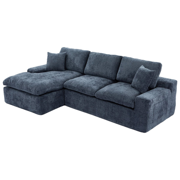 English Elm Cloud Modular Sectional Sofa with Double-Layer Cushioning, Deep 21.5" Seat, Chenille Upholstery & Side Pockets Blue N719S001980C