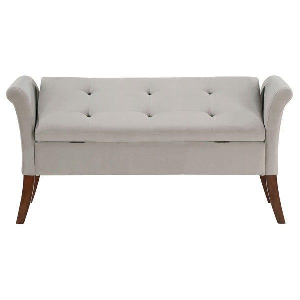 English Elm Pasley Velvet Button Tufted Rolled Arm Lift Top Storage Bench for Bedroom Entryway Beige B062P441161