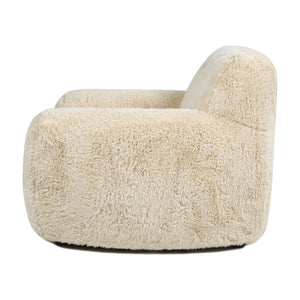 English Elm Jennifer Taylor Home - Summit Overstuffed 49" Faux Mongolian Sheepskin Arm Chair in Cream Beige — Plush Luxury, Cozy Comfort B2719P238348