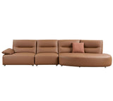 147.24'' Modern Curved Sectional Sofa, 5-Seat Upholstered Eco-Leather Couch Set, Brown