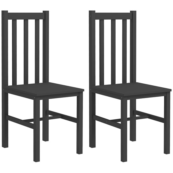 English Elm Homcom Rustic Black Armless Dining Chairs Set Of 2 - Slat Back, Space-Saving Design For Versatile Use W2225P173887