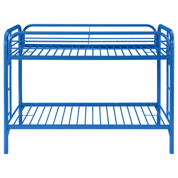 English Elm Celeste Blue Twin Over Twin Bunk Bed - Modern Metal Design With Rung Ladder For Kids' Rooms B062P340728