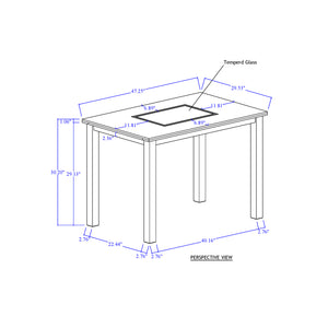 English Elm Grey Modern 5PC Dining Set with High-Gloss Table and 4 Fabric Chairs, Solid Wood+MDF, Sturdy Design B201P390561