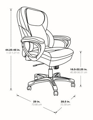 OSP Home Furnishings Exec Bonded Leather Office Chair with Lumbar Support for Executive Home Workspace ECH67707-EC42