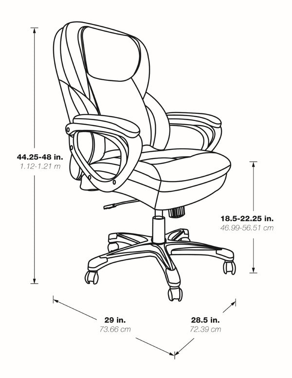 OSP Home Furnishings Exec Bonded Leather Office Chair with Lumbar Support for Executive Home Workspace ECH67707-EC42