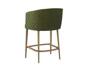 Sunpan Cornella Dining Armchair - Elegant Modern Design with Antique Brass Frame and Diamond Stitching Detail Forest Green