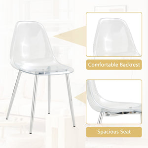 English Elm Table and Chair Set Oval Tempered Glass Top Silver Base with 8 Acrylic Dining Seats W1151S04747