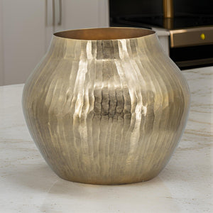 English Elm Kria Hammered Aluminum Decorative Vase with Antique Gold Finish for Glam Interiors B056P416842