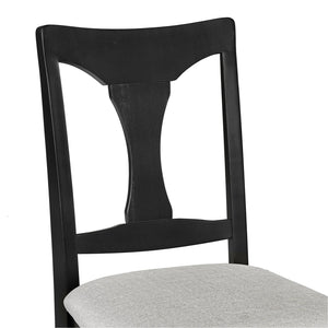 English Elm 7-Piece Extendable Dining Set with Removable Leaf and 6 Upholstered Chairs, Solid Rubberwood Legs, Seats 6 Black+Brown N752S000030B