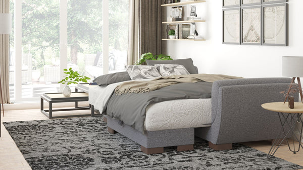 English Elm Primenest Skyhaven Convertible Chaise Lounge With Storage & Sleeper - Modern Gray Chenille Comfort B030P303523-GIGA