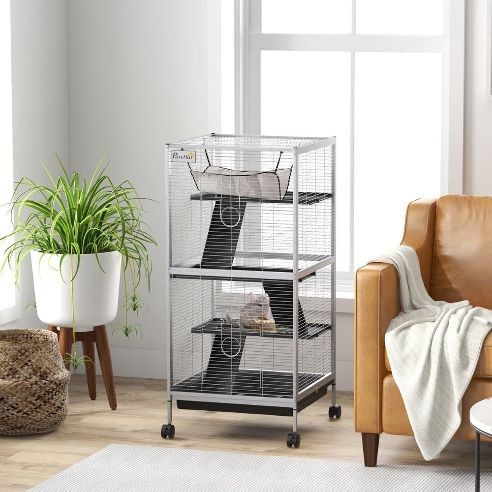English Elm Pawhut Double Stacked Aviary Steel Bird Cage with Rolling Casters for Small Birds W2225P173733