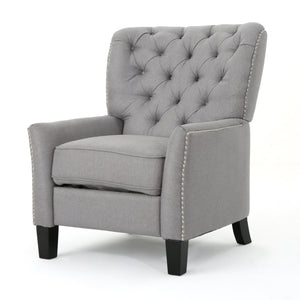 English Elm Christopher Knight Home® - Modern Light Grey Fabric Push Back Recliner with Rivet Accents, Ergonomic Support, Plush Cushioning for Living Room Comfort 61370.00LGRY