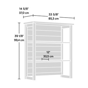 English Elm Library Hutch - Modern White Storage Solution With Open Shelving For Books And Décor, Easy Assembly B356P367898