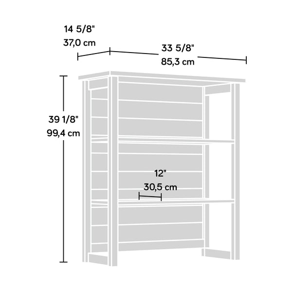 English Elm Library Hutch - Modern White Storage Solution With Open Shelving For Books And Décor, Easy Assembly B356P367898