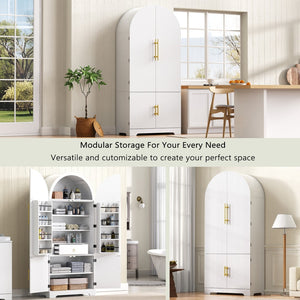 English Elm K&k Farmhouse Pantry Cabinet 72 Inch Tall Mdf Cupboard with Adjustable Shelves White N707S000020W