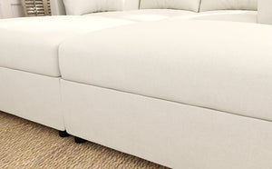 English Elm Modern Large Sectional Sofa U-Shaped 123" Modular Sofa Bed with Ottoman Storage, Plush Chenille Comfort Antique White W680S00010