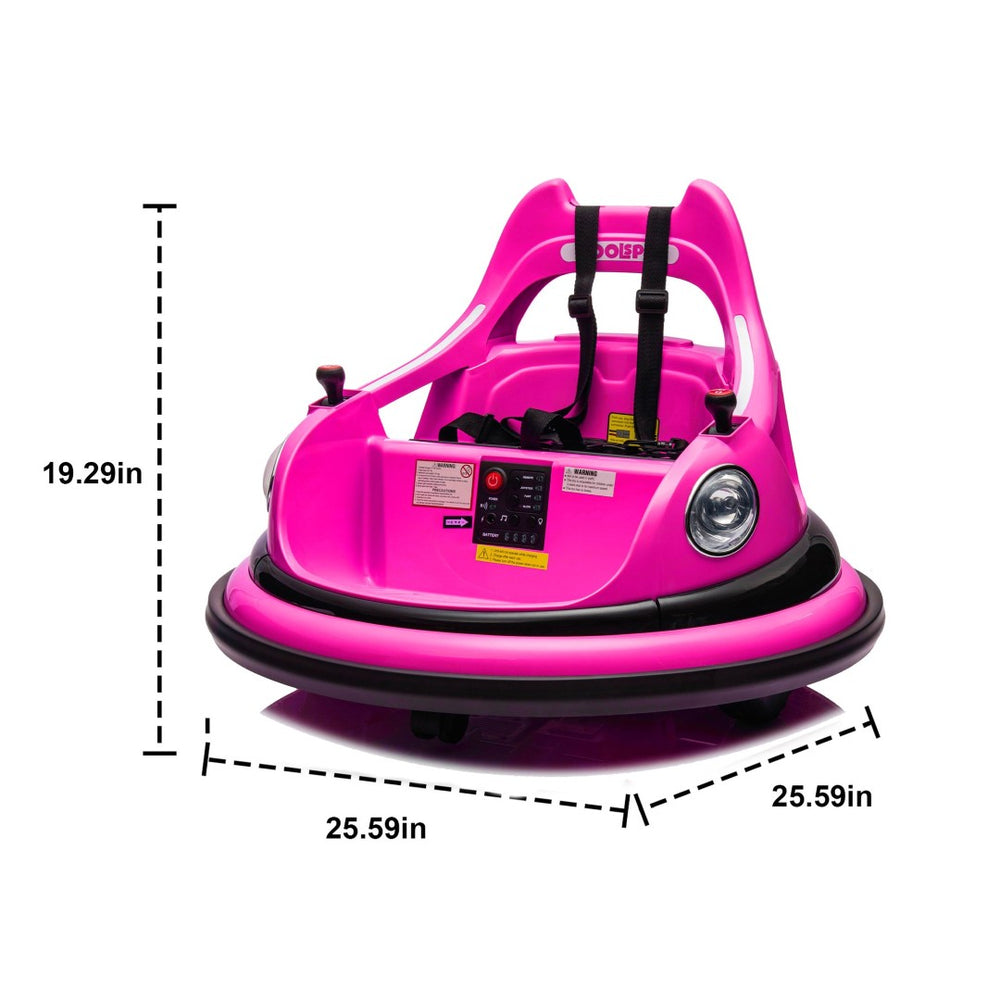 English Elm 12v Kids Bumper Ride on Car with 360 Spin Led Lights Parental Remote Safety Harness W1578P347962