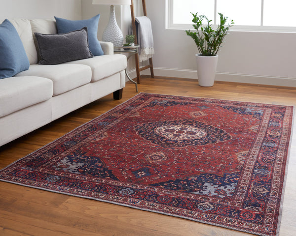 Feizy Rugs Rawlins Vintage-inspired Polyester Medallion Rug – Antique Charm With Intricate Patterns & Warm Hues Red,Blue,Tan Polyester Rln39hdfrednvyc07