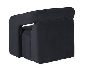 Sunpan Kendrick Swivel Lounge Chair - Futuristic Design with Comfortable Seat and Stylish Cut-Out Arms Abbington Black