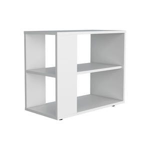 English Elm White Side Table Modern Melamine Two-Shelf Open Storage Rectangular Accent Table for Small Spaces B062P290233