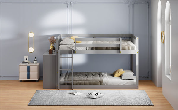 English Elm Full Over Bunk Bed with Four Drawers Three Shelves Pine and Mdf Kids Frame Gray LT000267AAE-1