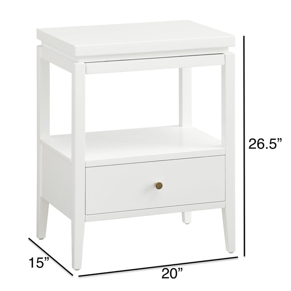 English Elm Olana Floating Top 1-Drawer Nightstand in White — Modern Solid Wood Nightstand with Hidden Tray, Gold Pull, Shelf B050P376963