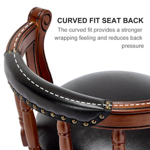 English Elm Seat 26.5" Cow-Top Leather Swivel Bar Stool - Stylish Wooden Counter Chair For Home & Restaurants W2195P268323-GIGA