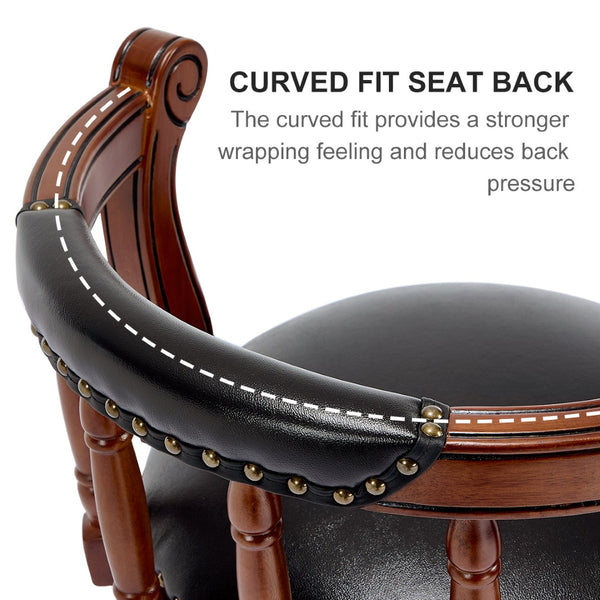 English Elm Seat 26.5" Cow-Top Leather Swivel Bar Stool - Stylish Wooden Counter Chair For Home & Restaurants W2195P268323-GIGA