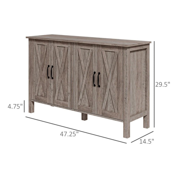 English Elm Hall Farmhouse Sideboard Buffet with X-brace Barn Doors and Adjustable Shelved Storage T3971P466178