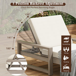 English Elm Trexm Outdoor Acacia Wood Chaise Lounge Set Two Adjustable Poolside Reclining Chairs Gray TM000013AAE