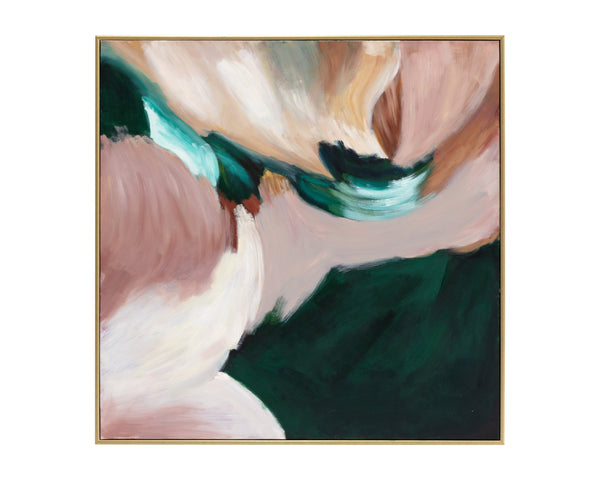 Sunpan Wild Ones Wall Art Set of 2 - Hand-Painted Retro Diptych in Gold Floater Frame, Unique Decor