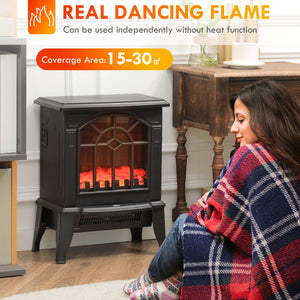 English Elm Homcom Electric Fireplace Stove - Compact 18" Heater With Realistic Flame, 2 Heat Settings & Safety Features W2225P249853
