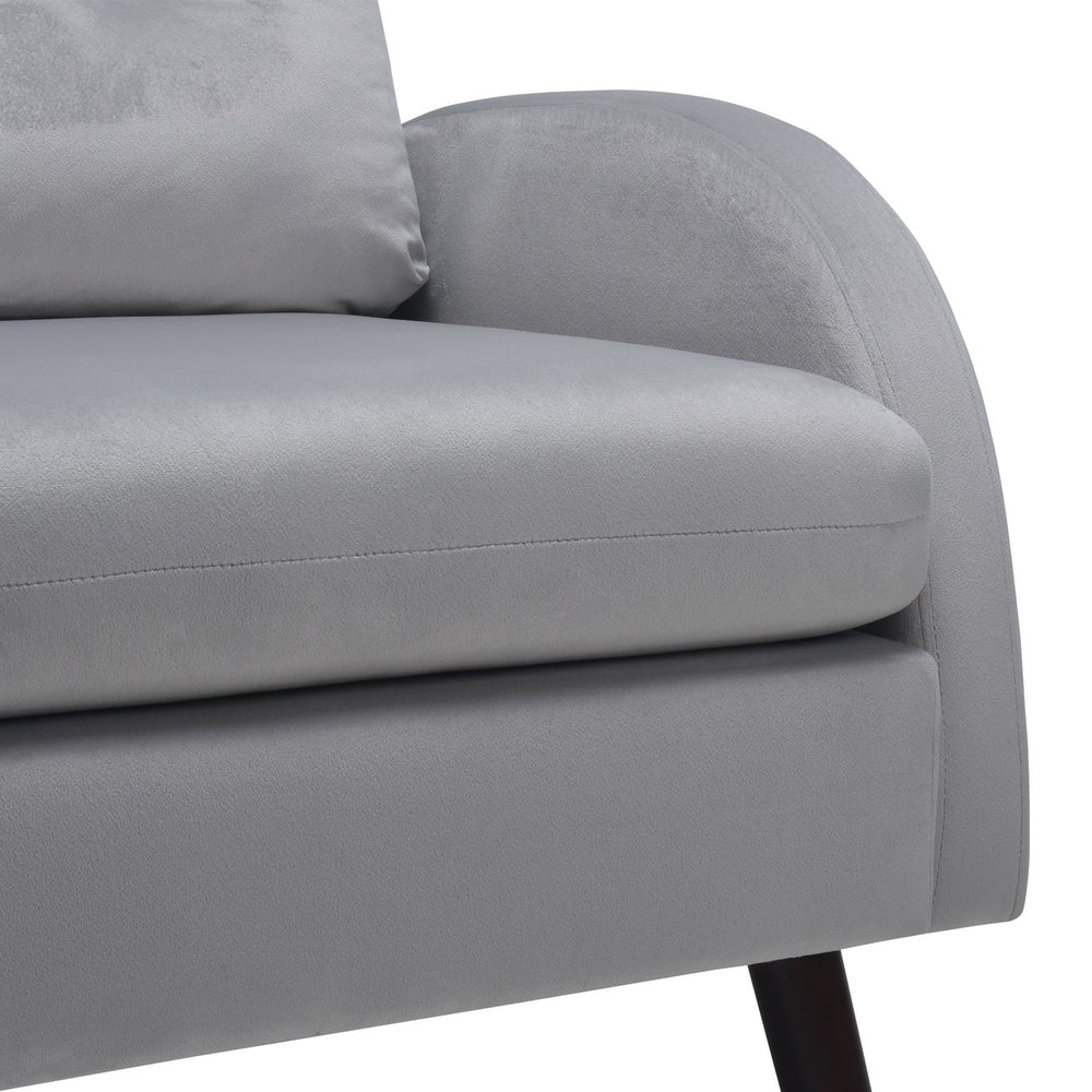 English Elm Upholstered Velvet Accent Chair and Ottoman with Storage, Tufted Design, 6-Level Adjustable Backrest Light Gray T3623P411378