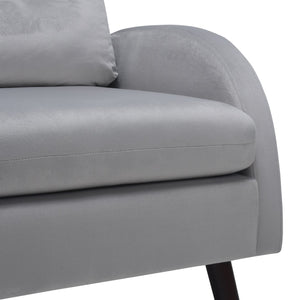 English Elm Upholstered Velvet Accent Chair and Ottoman with Storage, Tufted Design, 6-Level Adjustable Backrest Light Gray T3623P411378