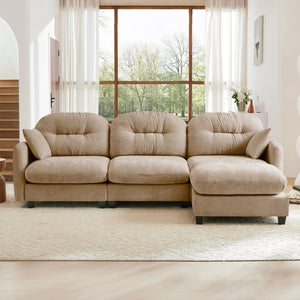 English Elm Modular L-Shaped Sectional Sofa With Movable Ottoman, Premium Chenille, Ergonomic Comfort Design W714S01378