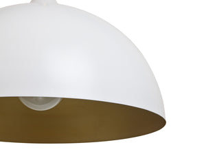 Sunpan Lohn Pendant Light - Chic Dome Design with Elegant Gold Interior for Modern Home Decor Appeal Matte White
