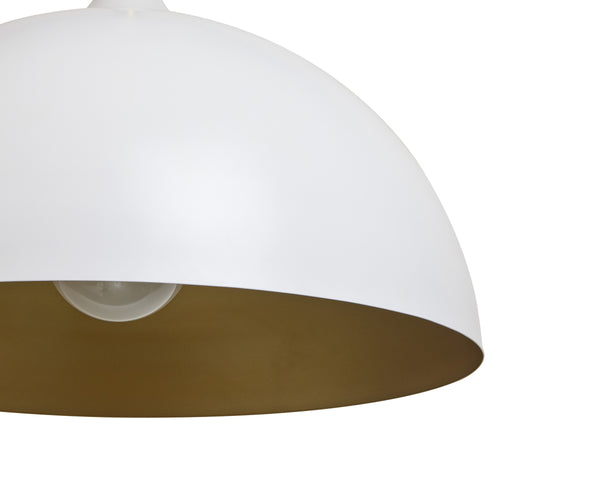 Sunpan Lohn Pendant Light - Chic Dome Design with Elegant Gold Interior for Modern Home Decor Appeal Matte White