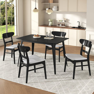 English Elm [video] Mid-century Modern Rubberwood Dining Set Seats Four with Upholstered Chairs N759S001001E