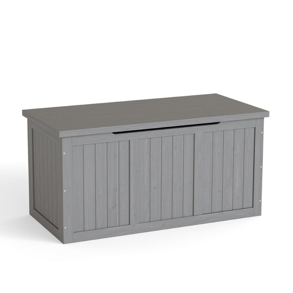 English Elm 67 Gallon Solid Wood Outdoor Deck Box with Seat and Tabletop for Patio Storage W2640P327221