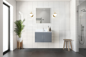 English Elm Dark Grey Bath Vanity 30 in. W x 22 in. D with Cultured Marble Top, Soft-Close, LED Mirror, Storage Durable B2731S00750