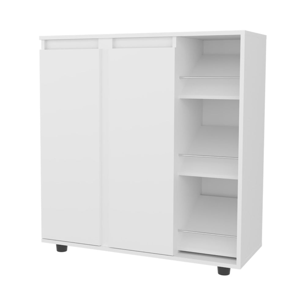 English Elm Houck 3 Tier Shoe Rack Slim White Engineered Wood Entryway Organizer for Small Spaces B200P362010