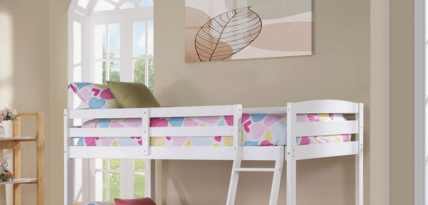 English Elm Modern Twin Over Twin Bunk Bed with Front Ladder, Safety Rails & Two Underbed Drawers, Solid Slat Support White 17 L x 80 W x 8 H B2741P345236