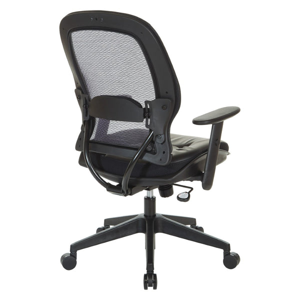 OSP Home Furnishings Dark Air Grid Back Manager Chair with Lumbar Support and Antimicrobial Seat Fabric 5790D-R107