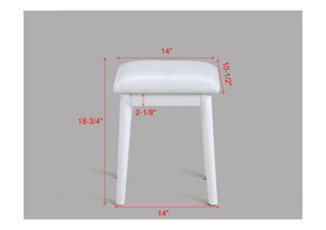 English Elm 3pc Vanity Set with LED Mirror and Cushioned Stool, Gold-Accented Handles, Sleek Modern Dressing Table White 21.75 L x 33.25 W x 13.5 H B011P378511