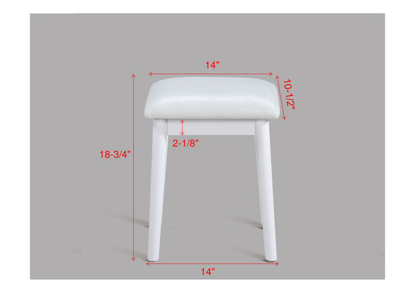 English Elm 3pc Vanity Set with LED Mirror and Cushioned Stool, Gold-Accented Handles, Sleek Modern Dressing Table White 21.75 L x 33.25 W x 13.5 H B011P378511