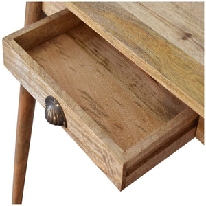 English Elm Solid Wood Mini Nordic Writing Desk - Compact Mango Design With 1 Drawer & Tapered Legs In Light Brown B182P280772-GIGA